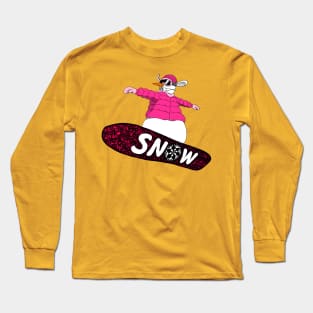 snowman on the board (pink) Long Sleeve T-Shirt
